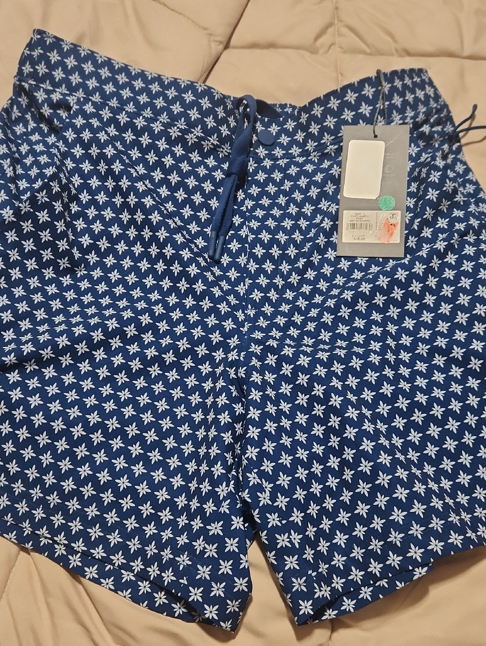 Men's Navy Blue Floral Drawstring Bermuda Shorts